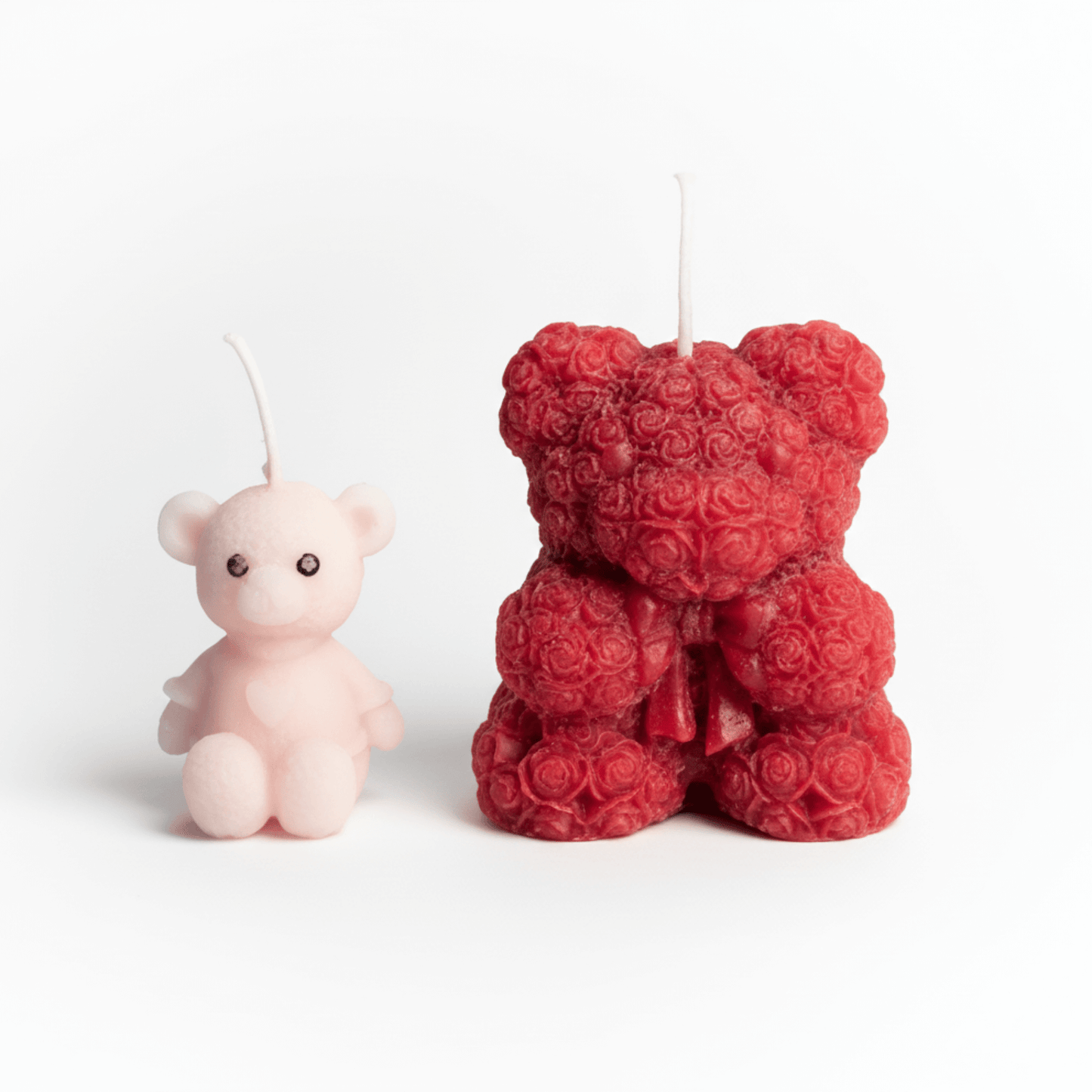 Premium Scented Teddy Candle Combo | Natural Soy Wax | Pink Mini Teddy & Red Rose Teddy Candles | Decorative Home Décor & Gifting Set | Love WholeShop