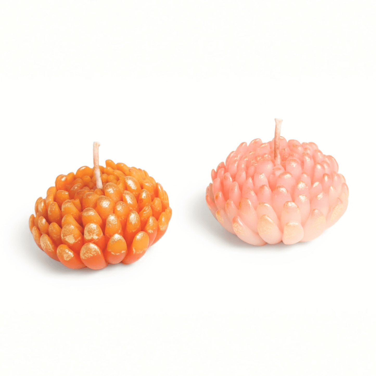 Lotus Petal Bloom Scented Soy Wax Candle Set | Premium Decorative Floral Candles | Orange & Pink (Set of 2) | Love WholeShop