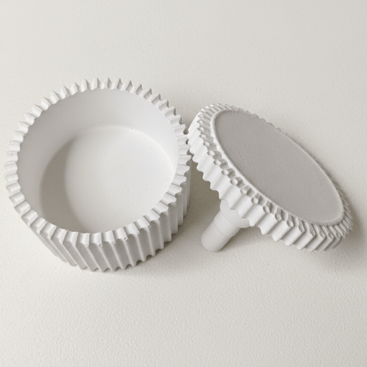 Concrete Ribbed Storage Jar with Lid | Modern Minimal Organizer Box | Stylish Home Décor & Premium Gifting | Love WholeShop