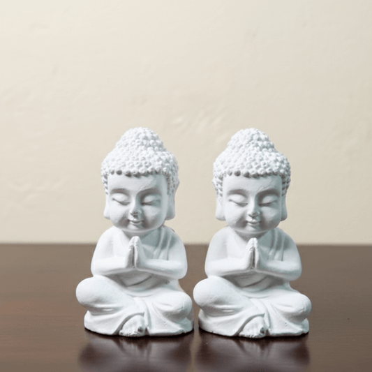 Concrete Meditating Buddha Idol Set of 2 | Minimal Spiritual Home Décor Miniatures | Modern Table Décor & Premium Gifting | Love WholeShop