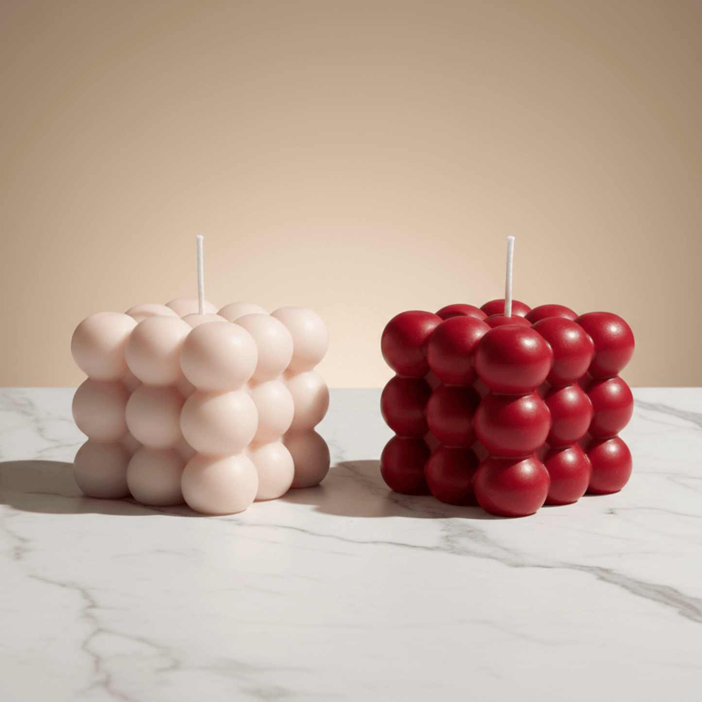 Premium Scented Bubble Cube Candle Duo | Pure Soy Wax | 5 × 5 cm Decorative Candles | Love WholeShop
