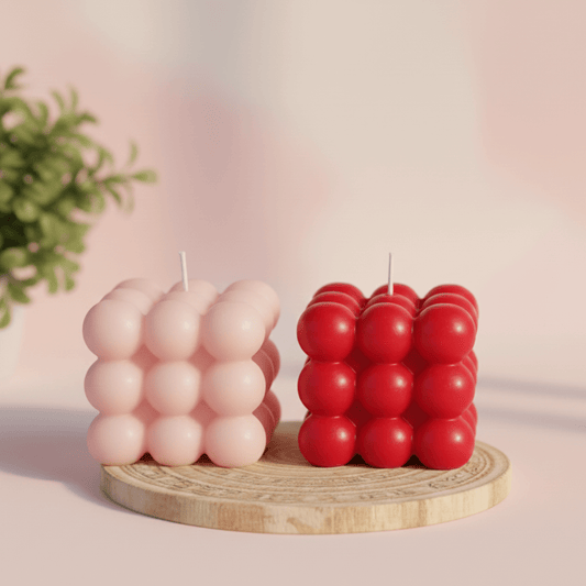 Premium Scented Bubble Cube Candle Duo | Pure Soy Wax | 5 × 5 cm Decorative Candles | Love WholeShop