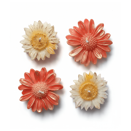Premium Daisy Flower Scented Candle Set | Natural Soy Wax | Multicolor Decorative Floral Candles (Set of 4) | Love WholeShop