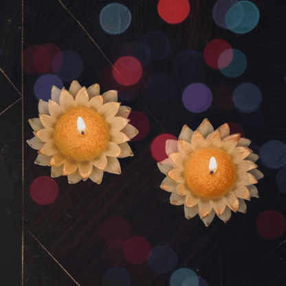 Daisy Flower Scented Soy Wax Candle Set | Premium Floral Decorative Candles | Yellow–White Daisy Design (Set of 2) | Love WholeShop