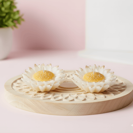 Daisy Flower Scented Soy Wax Candle Set | Premium Floral Decorative Candles | Yellow–White Daisy Design (Set of 2) | Love WholeShop