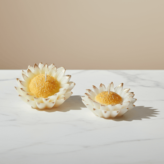 Daisy Flower Scented Soy Wax Candle Set | Premium Floral Decorative Candles | Yellow–White Daisy Design (Set of 2) | Love WholeShop
