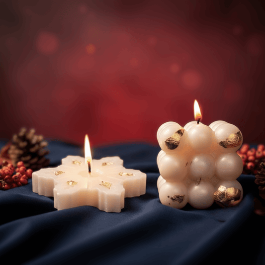 Premium Christmas Candle Combo | Snowflake & Bubble Cube Candle | Natural Soy Wax | Festive Home Décor & Gifting | Love WholeShop