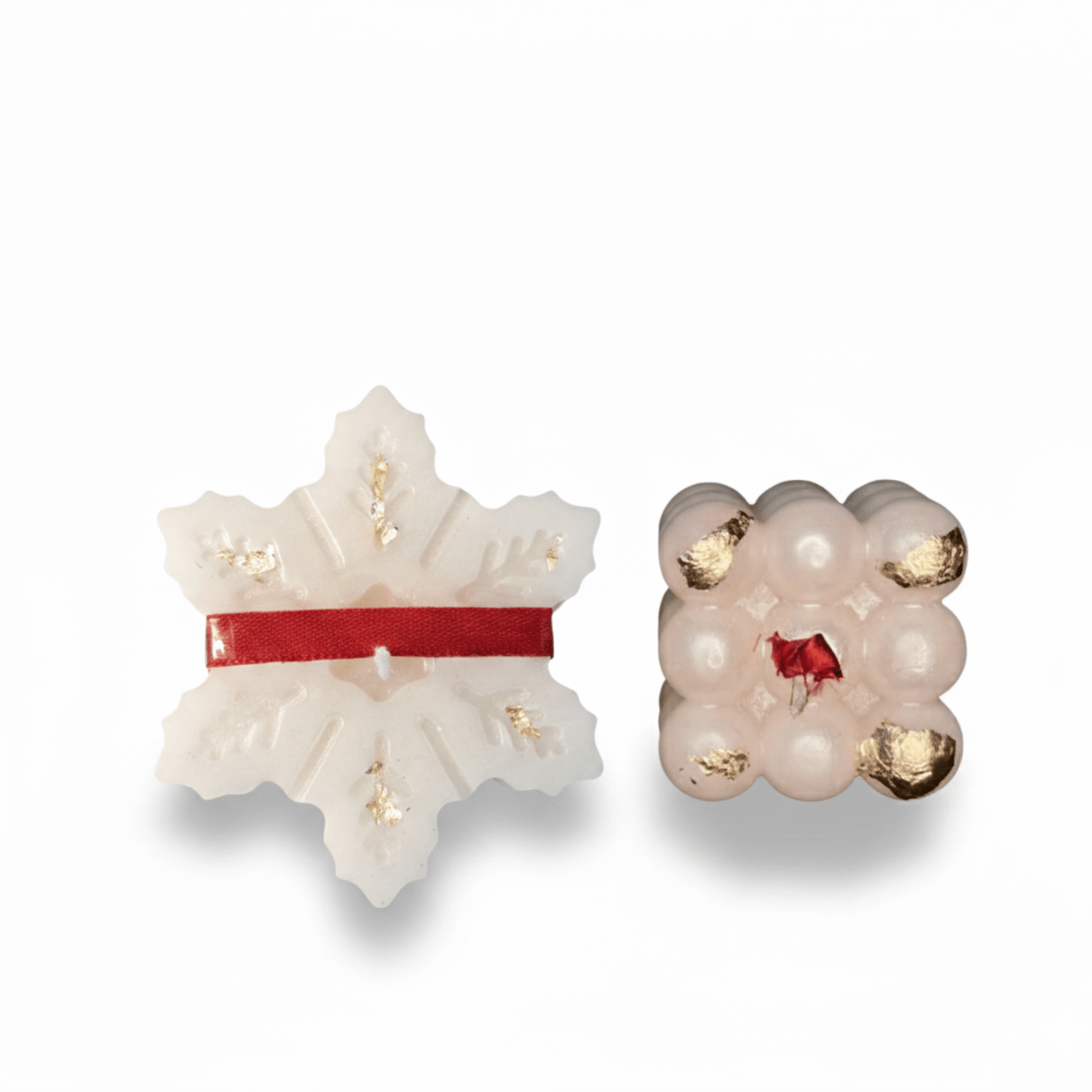 Premium Christmas Candle Combo | Snowflake & Bubble Cube Candle | Natural Soy Wax | Festive Home Décor & Gifting | Love WholeShop