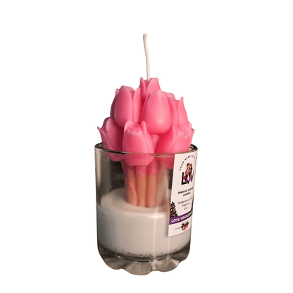 Premium Tulip Glass Jar Candle | Natural Scented Soy Wax (Red) | Festive Home Décor & Gifting | Love WholeShop