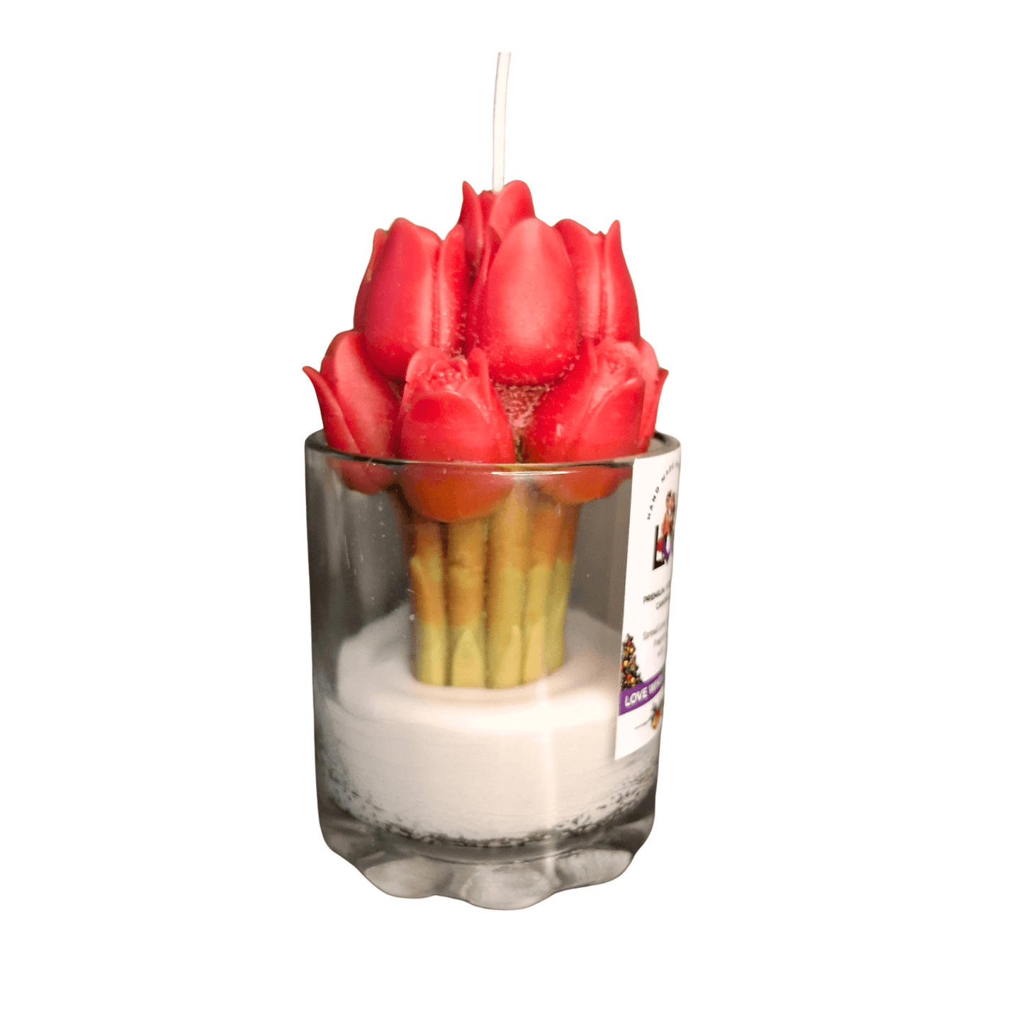 Premium Tulip Glass Jar Candle | Natural Scented Soy Wax (Red) | Festive Home Décor & Gifting | Love WholeShop
