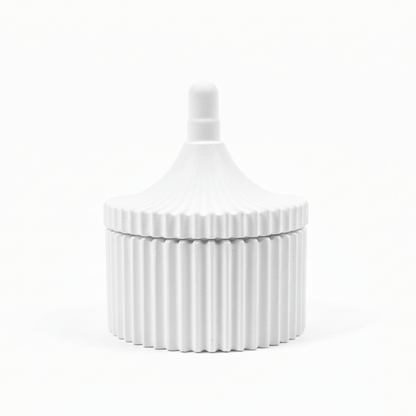 Concrete Ribbed Storage Jar with Lid | Modern Minimal Organizer Box | Stylish Home Décor & Premium Gifting | Love WholeShop