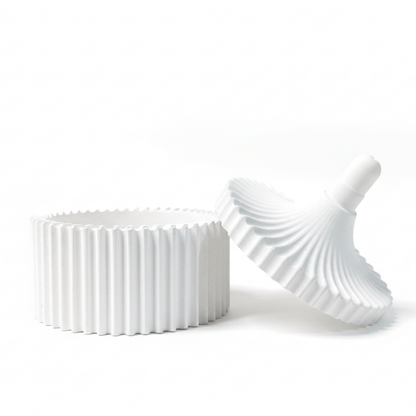 Concrete Ribbed Storage Jar with Lid | Modern Minimal Organizer Box | Stylish Home Décor & Premium Gifting | Love WholeShop