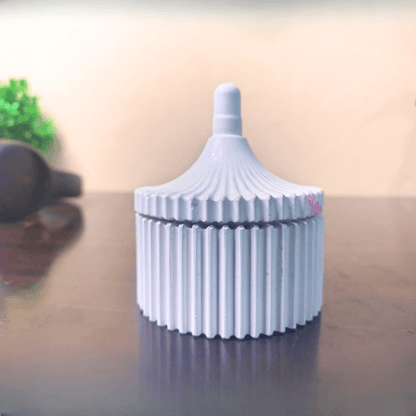 Concrete Ribbed Storage Jar with Lid | Modern Minimal Organizer Box | Stylish Home Décor & Premium Gifting | Love WholeShop