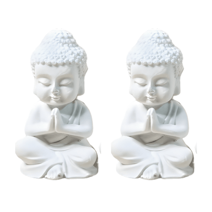 Concrete Meditating Buddha Idol Set of 2 | Minimal Spiritual Home Décor Miniatures | Modern Table Décor & Premium Gifting | Love WholeShop
