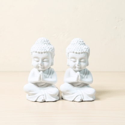 Concrete Meditating Buddha Idol Set of 2 | Minimal Spiritual Home Décor Miniatures | Modern Table Décor & Premium Gifting | Love WholeShop