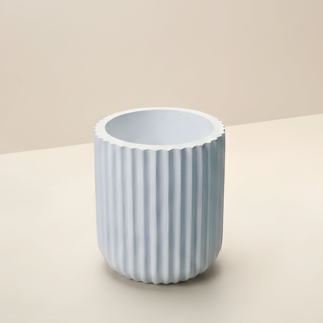 Concrete Ribbed Planter Pot | Premium Minimal Concrete Décor | Pure White Modern Planter for Home & Gifting | Love WholeShop
