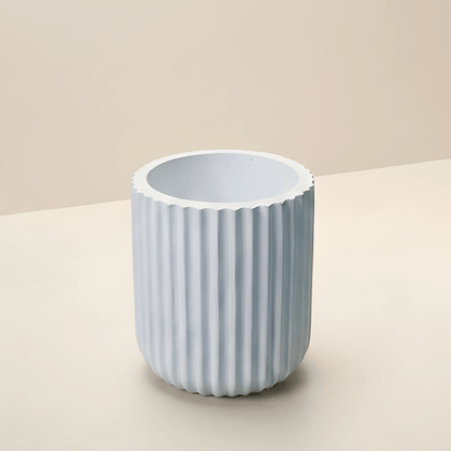 Concrete Ribbed Planter Pot | Premium Minimal Concrete Décor | Pure White Modern Planter for Home & Gifting | Love WholeShop