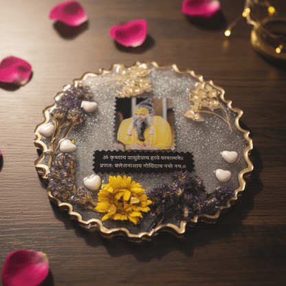 Premanand Maharaj Ji Resin Art Photo Frame with Stand (20×20 cm) | Premium Spiritual Home Décor Showpiece | Devotional Gifting | Love WholeShop
