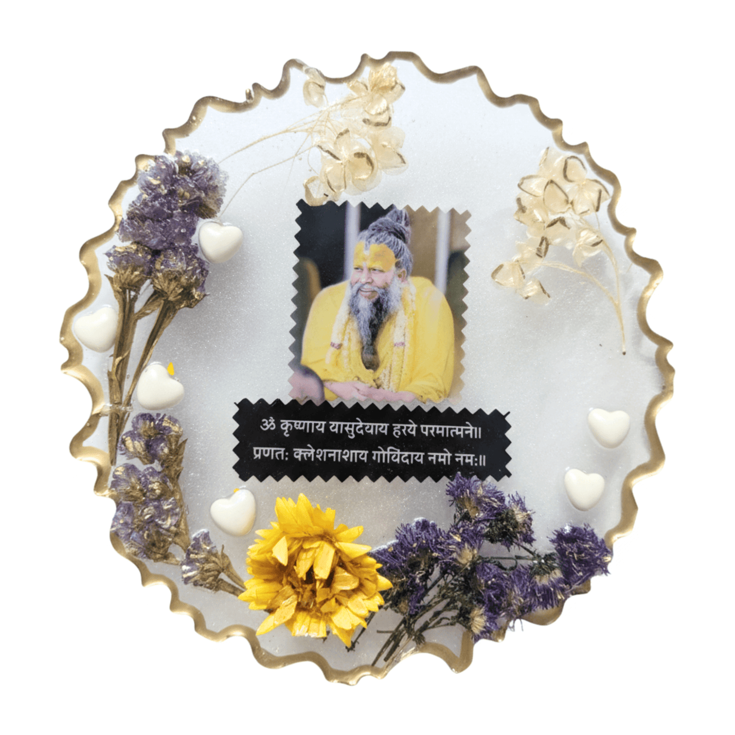 Premanand Maharaj Ji Resin Art Photo Frame with Stand (20×20 cm) | Premium Spiritual Home Décor Showpiece | Devotional Gifting | Love WholeShop