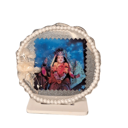 Mata Rani Resin Art Photo Frame with Stand (10×10 cm) | Maa Durga Ji Decorative Showpiece | Spiritual Home Décor & Gifting | Love WholeShop